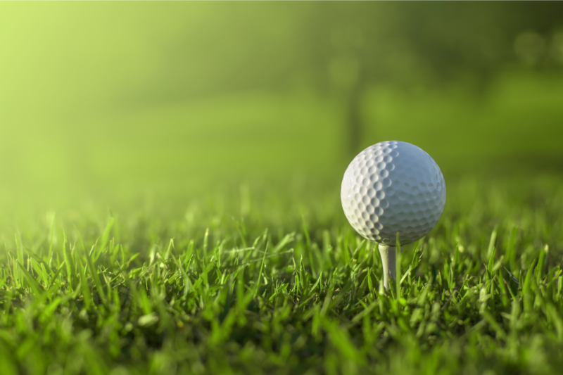 Grass with a golf ball on a tee